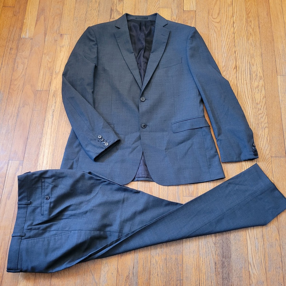 Lab Pal Zileri 42 Suit Charcoal Grey Wool 2 Button Jacket Pants Formal Preppy